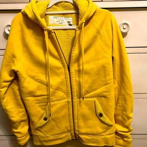 Vintage J.Crew Sherpa zip up lined fleece jacket! Bright beautiful yellow!